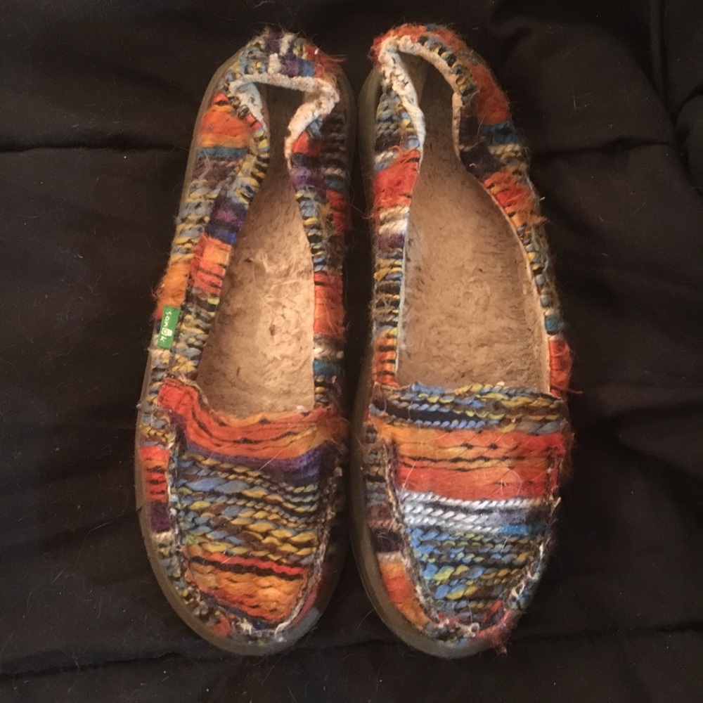 Sanuk fuzzy slip ons